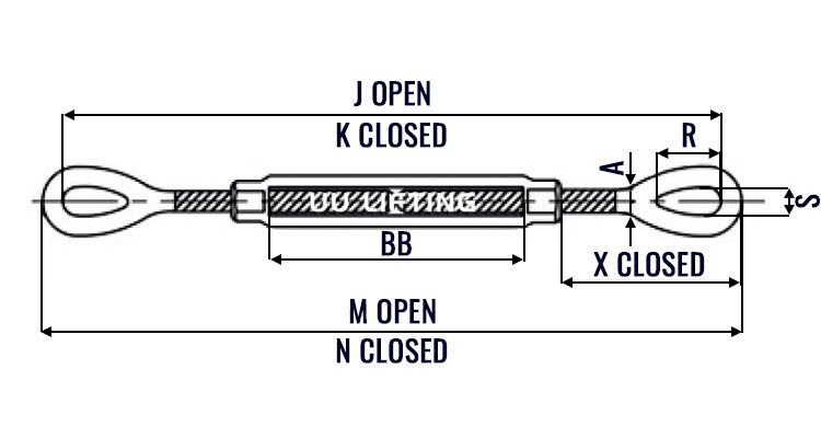 US Type Drop Forged Eye And Eye Turnbuckle Sizes